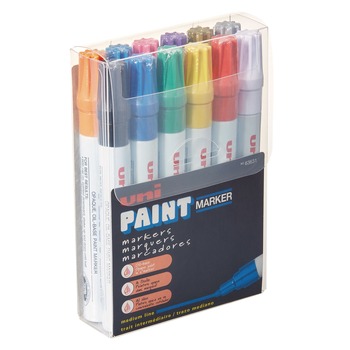 MARKERS | uni-ball 63631 Permanent Marker - Assorted Colors/Medium Bullet Tip (12/Set)