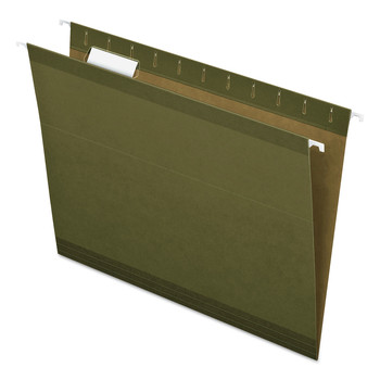 Pendaflex 04152 1/5 Reinforced Hanging File Folders with Printable 1/5-Cut Tab Inserts - Letter Size/Standard Green (25/Box)