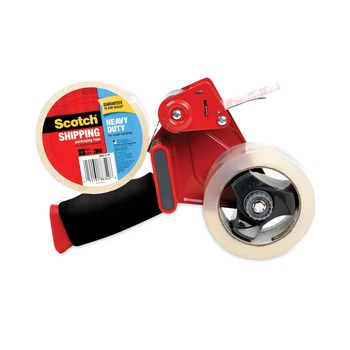Scotch 3850-2-ST 3 in. Core Packaging Tape Dispenser with Two Rolls of Tape For Rolls Up to 2 in. x 60 yards - Red (2/Pack)