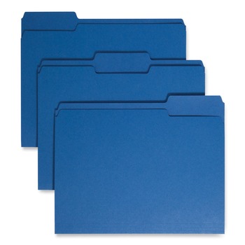 Smead 13193 1/3-Cut Tabs Assorted Letter Size 0.75 in. Expansion Colored File Folders - Navy Blue (100/Box)