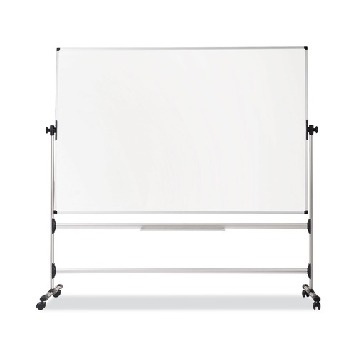 White Boards | MasterVision RQR0221 Silver Easy Clean 36 in. x 48 in. Steel Frame Mobile Revolver Earth Dry Erase Board - White/Silver image number 0