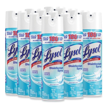 LYSOL Brand 19200-79329 19 oz. Aerosol Disinfectant Spray - Crisp Linen (12/Carton)