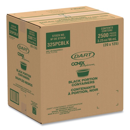  | Dart 325PCBLK 3.25 oz. Conex Complements Portion/Medicine Cups - Black (2500/Carton) image number 0