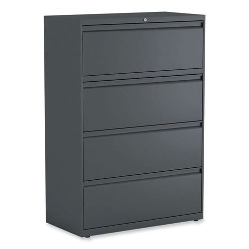 Office Filing Cabinets & Shelves | Alera 25495 36 in. x 18.63 in. x 52.5 in. 4 Legal/Letter/A4/A5 Size Lateral File Drawers - Charcoal image number 0