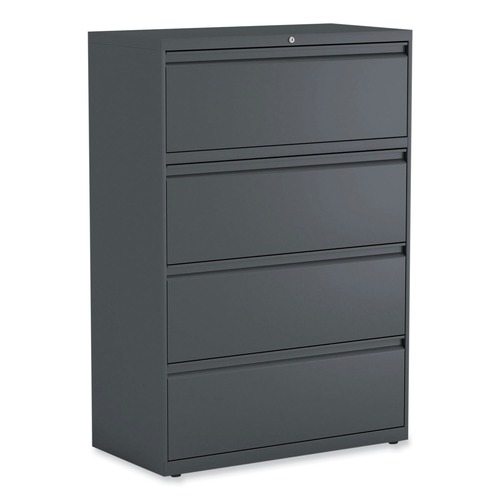 Office Filing Cabinets & Shelves | Alera 25495 36 in. x 18.63 in. x 52.5 in. 4-Drawer Lateral File - Charcoal image number 0