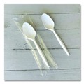 Cutlery | Boardwalk BWKSPOONWHPS Heavyweight Wrapped Polystyrene Teaspoon Cutlery - White (1000/Carton) image number 4