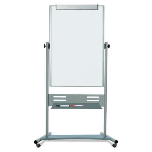 White Boards | MasterVision QR5203 35.4 in. x 47.2 in. 80 in. Tall Vertical Orientation Revolver  - Silver Aluminum Frame image number 0