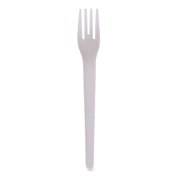 Eco-Products EP-S012 Plantware 6 in. Compostable Cutlery Fork - Pearl White (1000/Carton)