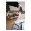 Food Trays, Containers, and Lids | Eco-Products EP-SCRC32NFA 32 oz 4.71 in. x 7.01 in. x 1.04 in. Sugarcane Fiber WorldView Vanguard Rectangular Container - White (400/Carton) image number 6