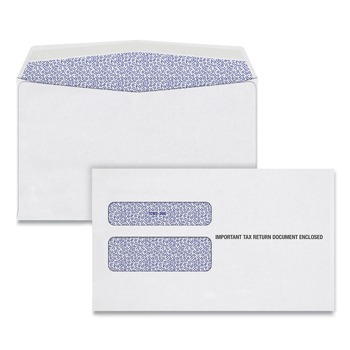 PRODUCTS | Adams 2219C 5.63in. x 9in. Gummed Closure Commercial Flap W-2 Laser Double Window Envelope - White (24/Pack)