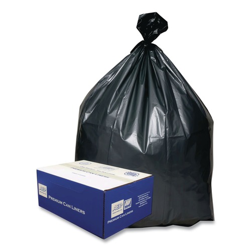 Trash Bags | Platinum Plus 1507255 56 Gallon 1.55 mil 43 in. x 48 in. Can Liners - Gray (50/Carton) image number 0