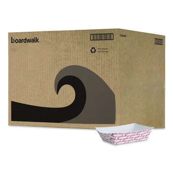 KITCHEN | Boardwalk BWK30LAG200 2 lbs. Capacity Paper Food Baskets - Red/White (1000/Carton)