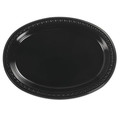 Food Trays, Containers, and Lids | Chinet 81411 8 in. x 11 in. Heavyweight Plastic Platters - Black (250/Carton) image number 0