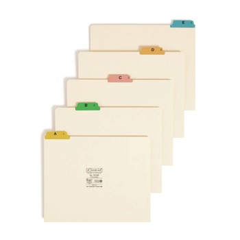 Smead 50180 1/5-Cut Tab A to Z 8.5 in. x 11 in. Alphabetic Top Tab Indexed File Guide Set - Manila (25/Set)