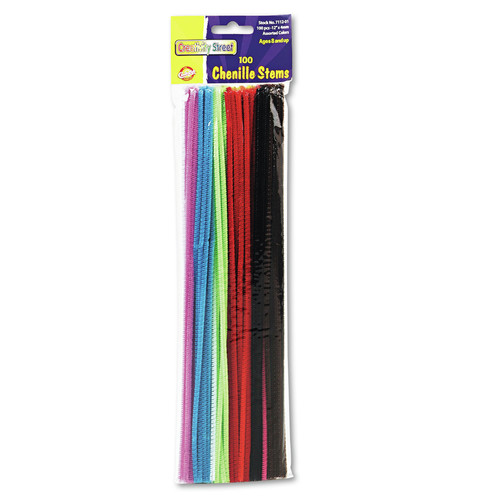 Cutlery | Creativity Street PAC7112-01 12 in. x 4 mm Metal Wire Polyester Regular Stems - Assorted (100/Pack) image number 0