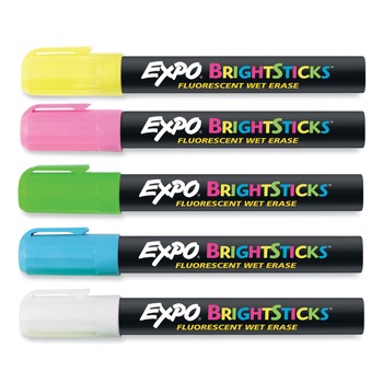 EXPO 14075 Bright Sticks Medium Bullet Tip Wet Erase Markers - Assorted Colors (1-Set)