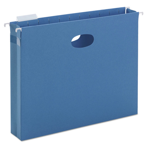 File Folders | Smead 64250 2 in. Capacity 1/5-Cut Tabs 1 Section Letter Size Hanging Pockets with Full-Height Gusset - Sky Blue (25/Box) image number 0