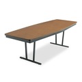 Office Electronics & Batteries | Barricks E-368WA 96 in. x 36 in. x 30 in. Economy Boat Conference Folding Table - Walnut/Black image number 0