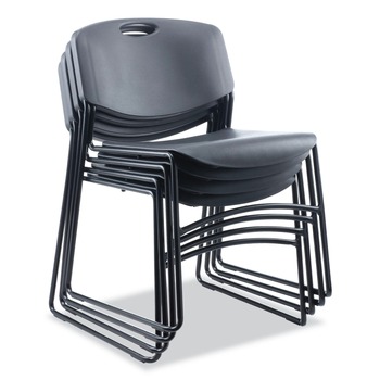 Alera ALECA671 18.50 in. Seat Height Resin Stacking Chair Supports Up to 275 lbs. - Black Seat, Black Back, Black Base (4/Carton)