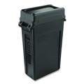 Trash & Waste Bins | Rubbermaid Commercial FG267360BLA Slim Jim 11.38 in. x 20.5 in. x 5 in. Swing Lid - Black image number 3