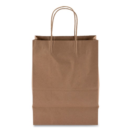 Food Service | Kari-Out 1200050 8 in. x 5 in. x 11 in. Twisted-Paper Handles Kraft Paper Bags - Natural (250/Carton) image number 0