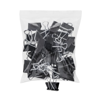 Universal UNV10210VP Binder Clips in Zip-Seal Bag - Medium, Black/Silver (36/Pack)