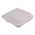  | Eco-Products EP-HC91 9 in. x 9 in. x 3 in. Sugarcane Bagasse Hinged Clamshell Containers - White (200/Carton) image number 0