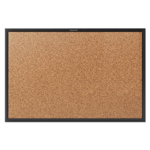  | Quartet 2303B 36 in. x 24 in. Classic Series Cork Bulletin Board - Tan Surface, Black Aluminum Frame image number 0