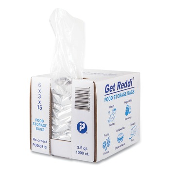 Inteplast Group PB060315 6 in. x 3 in. x 15 in. 112 oz. Food Bags - Clear (1000/Carton)