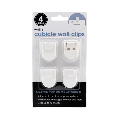Desk Shelves | Advantus 75300 40 Sheet Capacity Wall Clips for Fabric Panels - White (4/Pack) image number 0
