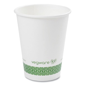CUPS AND LIDS | Vegware LV-12G 12 oz. 89-Series Paper Hot Cup - White/Green (1000/Carton)