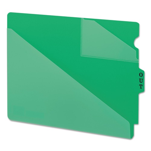 Just Launched | Smead 61962 8.5 in. x 11 in. 1/3-Cut End Tab Two-Pocket Poly "Out" Guides - Green (50/Box) image number 0