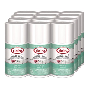 Claire 1000003942 11 oz. Aerosol Spray Metered Air Freshener - Fresh Linen (12/Carton)