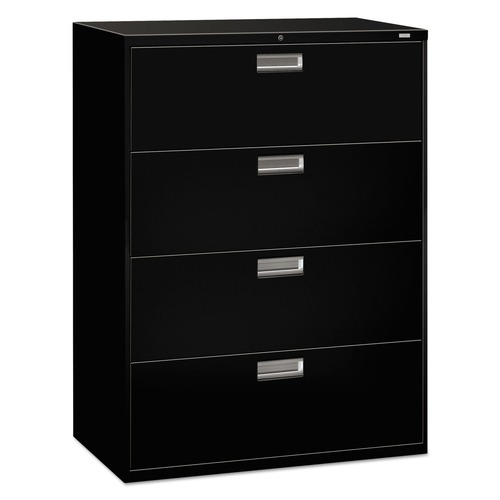 Just Launched | HON H694.L.P Brigade 600 Series 42 in. x 18 in. x 52.5 in. 4 Legal/Letter-Size File Drawers Lateral File Cabinets - Black image number 0