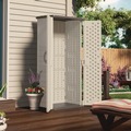 Office Filing Cabinets & Shelves | Suncast BMS1250 2 ft. 8.25 in. x 2 ft. 1.5 in. x 6 ft. 22 cu. Ft. Vertical Storage Shed - Vanilla/Stoney image number 2