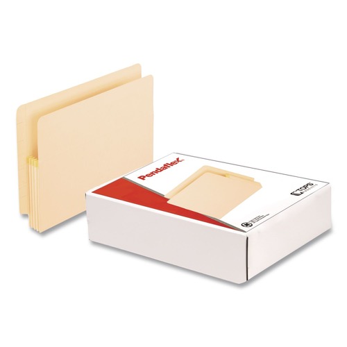File Folders | Pendaflex 12812 3.5 in. Expansion Letter Size Manila Drop Front Shelf File Pockets with Rip-Proof-Tape Gusset Top - Manila (25/Box) image number 0