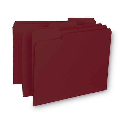 File Folders | Smead 10275 Interior File Folders with 1/3-Cut Tabs - Letter, Maroon (100/Box) image number 0