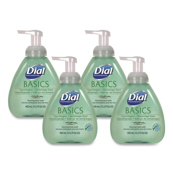 Dial Professional 1700098609 15.2 oz. Basics Hypoallergenic Foaming Hand Wash - Honeysuckle Scent (4/Carton)
