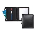 File Folders | Samsill 15540 11 in. x 13 1/2 in. 2-Part 1 in. Cap Leather Multi-Ring Zippered Portfolio - Black image number 4