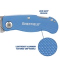 Box Cutters & Utility Knives | Great Neck 12113 2 in. Blade 3.5 in. Aluminum Handle 1 Utility Blade Sheffield Folding Lockback Knife - Blue image number 4