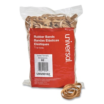 RUBBER BRANDS | Universal UNV00162 0.04 in. Gauge Size 62 Rubber Bands - Beige (490/Pack)