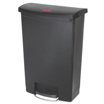 Rubbermaid Commercial 1883615 Streamline 24-Gallon Front Step Style Resin Step-On Container- Black