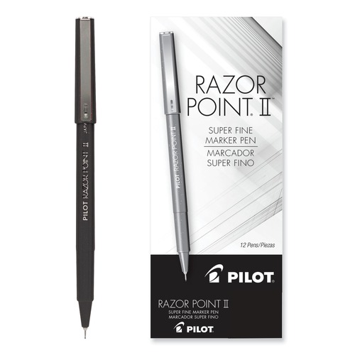 Pens | Pilot 11001 Razor Point Extra-Fine 0.3 mm Porous Point Pen - Black Ink/Black Barrel (1-Dozen) image number 0