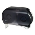 Just Launched | San Jamar R4000TBK 9 in. Roll 19 in. x 5.25 in. x 12 in. Twin Jumbo Classic Tissue Dispenser - Transparent Black Pearl image number 1