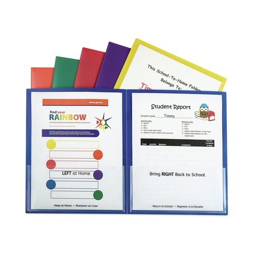 Back to School Sale | C-Line 32010 11 in. x 8.5 in. Classroom Connector Folders - Clear/Assorted (6/Pack) image number 0