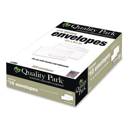 Envelopes & Mailers | Quality Park QUA21332 Window Envelope, #10, Commercial Flap, Gummed Closure, 4.13 X 9.5, White, 500/box image number 0