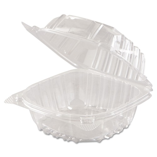 Just Launched | Dart C57PST1 ClearSeal 5.8 in. x 6 in. x 3 in. Hinged-Lid Plastic Containers - Clear (500/Carton) image number 0