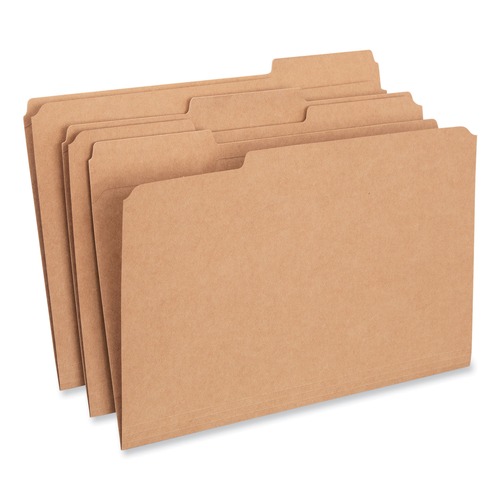 File Folders | Universal UNV16143EE Reinforced 1/3-Cut Top Tab Kraft File Folders - Legal Size, Brown (100/Box) image number 0