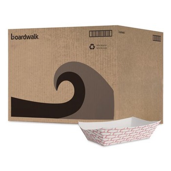 KITCHEN | Boardwalk BWK30LAG500 5 lbs. Capacity Paper Food Baskets - Red/White (500/Carton)