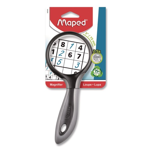 Office & Office Supplies | Maped Helix 393549 3 in. Diameter Plastic Lens 2.5X Soft Touch Large Magnifying Glass - Random Assorted Color image number 0